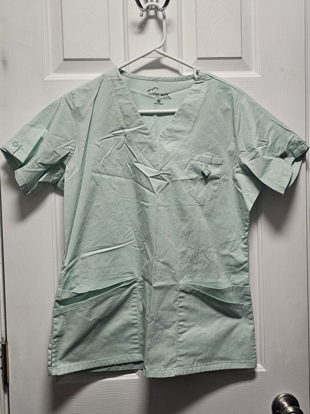 Butter Soft Mint Green Short Sleeve V-Neck Scrub Top